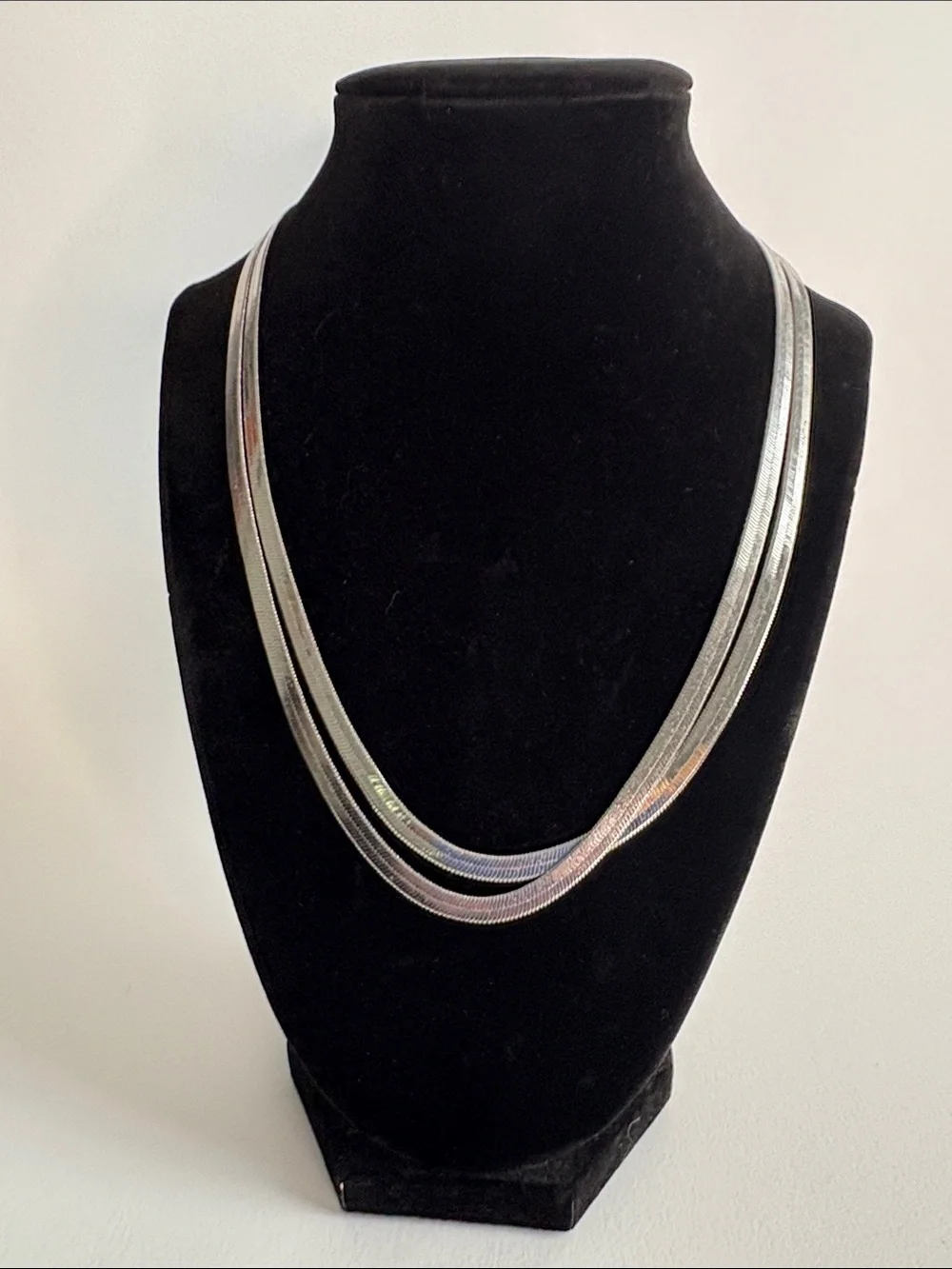 Double Strand Silver Snake Chain Necklace